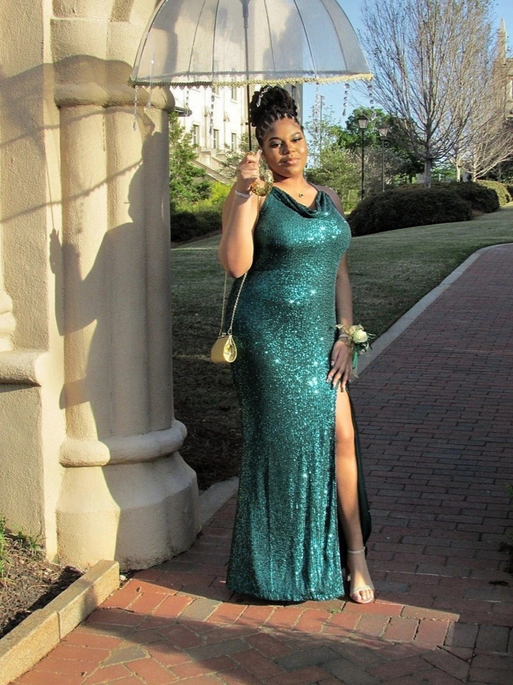 Women's Green Sequin Maxi Dress Like New